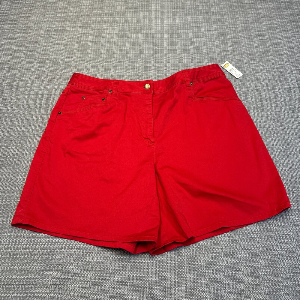New Talbots Stretch Shorts size 18 Red Preppy Americana Resort Summer